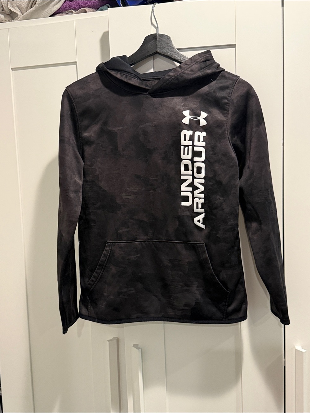 Under Armour Black Camo Kids Pullover Hoodie with White Logo
